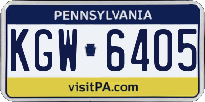 PA license plate KGW6405