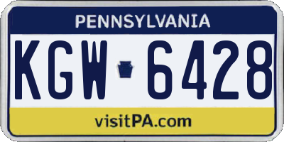 PA license plate KGW6428