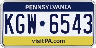 PA license plate KGW6543