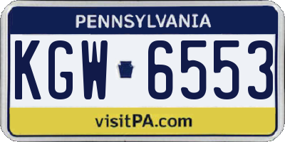 PA license plate KGW6553
