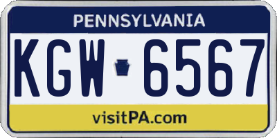 PA license plate KGW6567