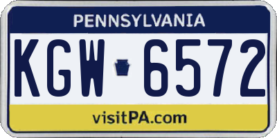 PA license plate KGW6572