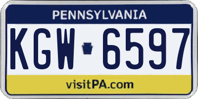 PA license plate KGW6597