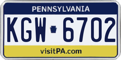PA license plate KGW6702