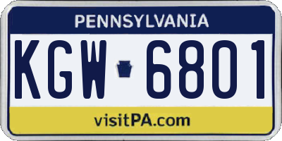 PA license plate KGW6801