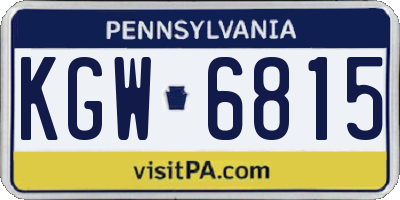 PA license plate KGW6815