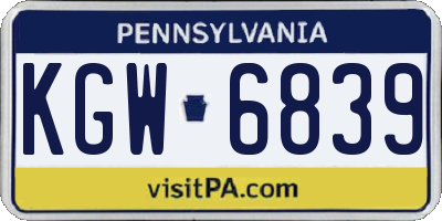 PA license plate KGW6839