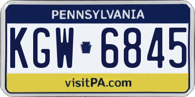 PA license plate KGW6845