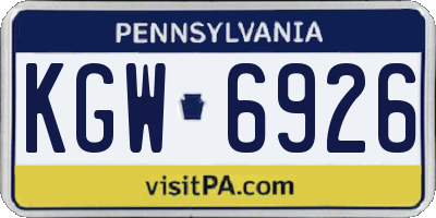 PA license plate KGW6926