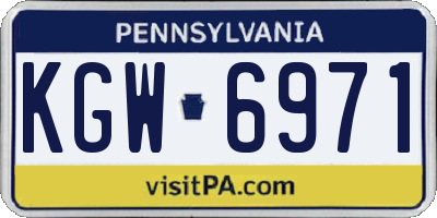 PA license plate KGW6971