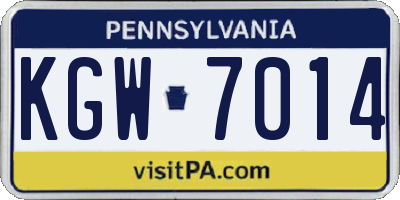 PA license plate KGW7014