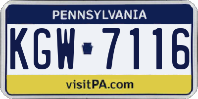 PA license plate KGW7116