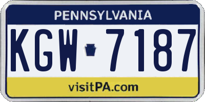 PA license plate KGW7187