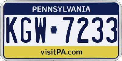 PA license plate KGW7233