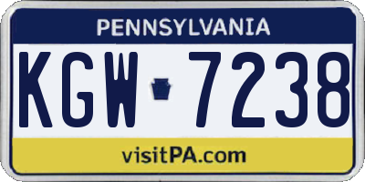 PA license plate KGW7238