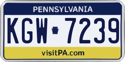 PA license plate KGW7239