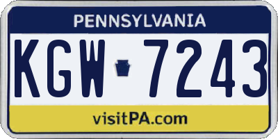 PA license plate KGW7243