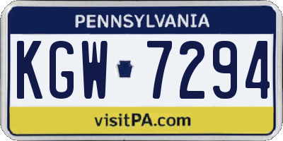 PA license plate KGW7294