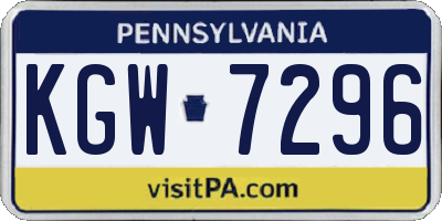 PA license plate KGW7296