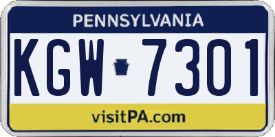 PA license plate KGW7301