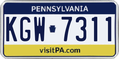 PA license plate KGW7311