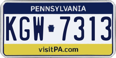 PA license plate KGW7313