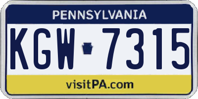 PA license plate KGW7315