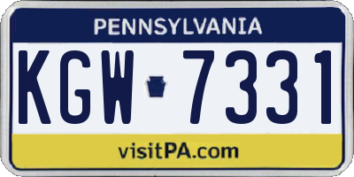 PA license plate KGW7331