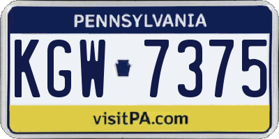 PA license plate KGW7375