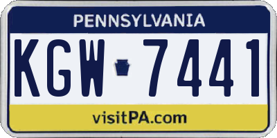 PA license plate KGW7441