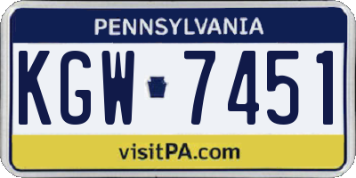 PA license plate KGW7451