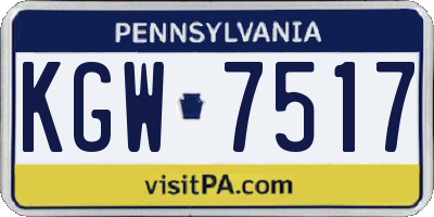 PA license plate KGW7517