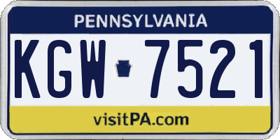 PA license plate KGW7521