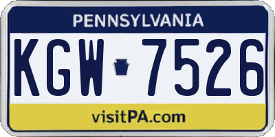 PA license plate KGW7526