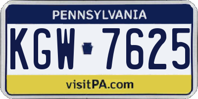 PA license plate KGW7625