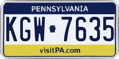 PA license plate KGW7635