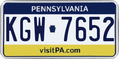 PA license plate KGW7652