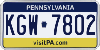 PA license plate KGW7802