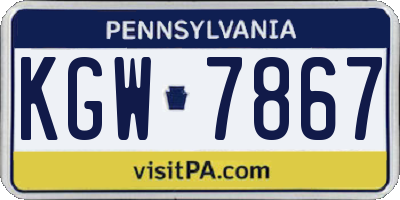 PA license plate KGW7867