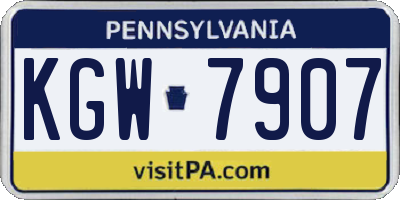 PA license plate KGW7907