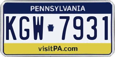 PA license plate KGW7931