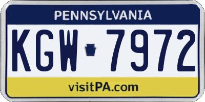 PA license plate KGW7972
