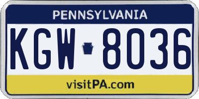 PA license plate KGW8036