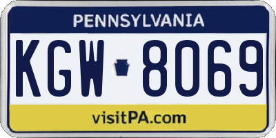 PA license plate KGW8069
