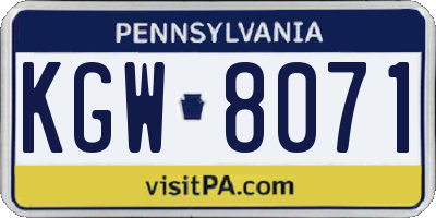 PA license plate KGW8071