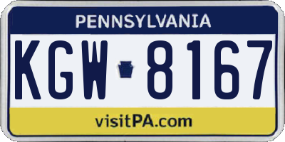 PA license plate KGW8167