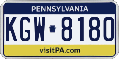 PA license plate KGW8180