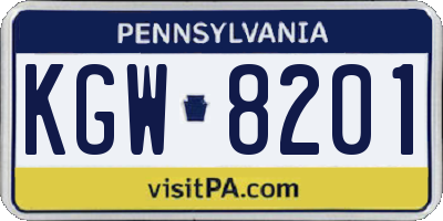 PA license plate KGW8201
