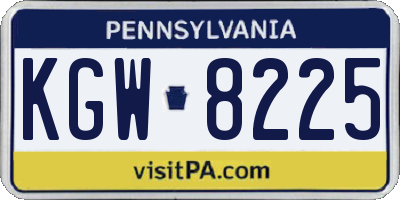PA license plate KGW8225