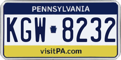 PA license plate KGW8232